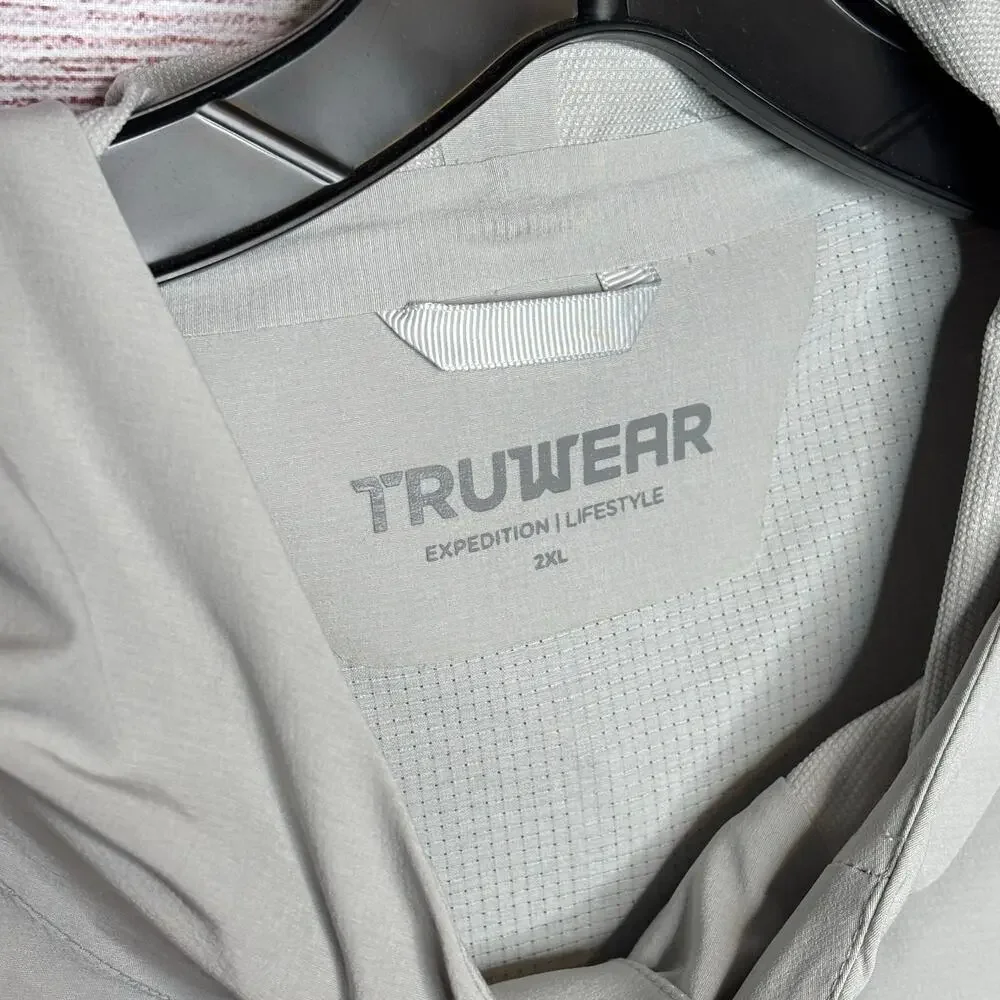 Truwear Full Zip Breathable Active Gray Stretch Moisture Wick Jacket 2XL New